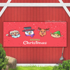 Merry Christmas Characters Red indoor outdoor banner sign