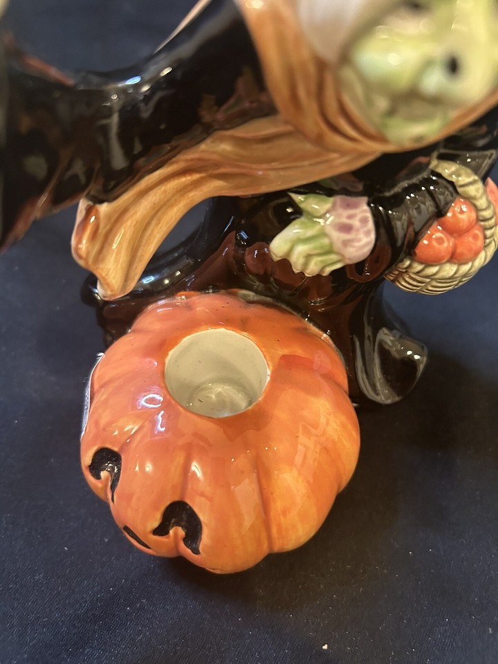 Vintage 1988 Fitz & Floyd Set Of Halloween Candle Holders Witch JackO