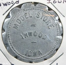 Vintage Trade Token ~ Model Store ~ Inwood, Iowa ~ $5.00 Merchandise. TT-141