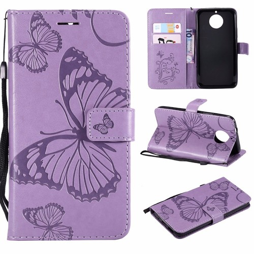 For Motorola Moto 3D Butterfly Embossed Wallet PU Leather Case Skins Cover Shell - Picture 2 of 14