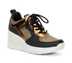 black and gold platform sneakers