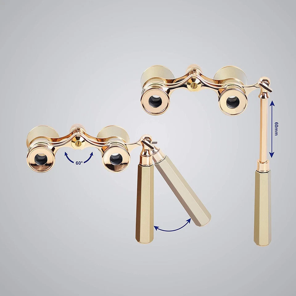 3X25 Theater Opera Glasses Horse Racing Binoculars ( Glod with Handle ) - Image 4 of 4