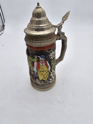 Vintage Original Gerzit Gerz German Beer Stein, metal lid, West