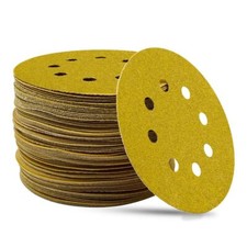 100PCS Gold Sanding Disc 5in 8 Hole 120Grit Hook & Loop Sandpaper for DA Sanders 0.26 per gallon