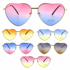 Oceanic Gradient Lens Heart Shape Valentine Love Metal Rim Sunglasses