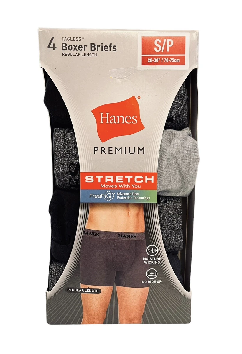 Hanes Premium Men's Stretch Boxer Briefs 4pk Black/Gray Size S