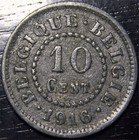 1916 Belgium 10 Centimes Zinc 4g. 22 mm. World Coin