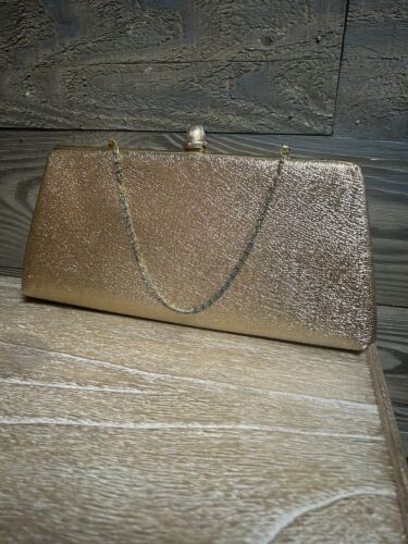 Vintage 50’s 60’s Women’s Handbag Clutch Purse Hold Glitter Chain ~ 10” Clean - Afbeelding 1 van 7