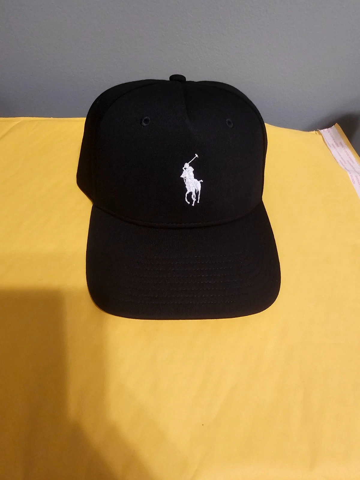 NWT Polo Ralph Lauren Snapback Hat Cap Black One Size Classic White Pony Preppy
