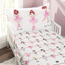 Toddler Fitted Sheet and Pillowcase Set -Born to Dance Ballerina- Soft Microf...
