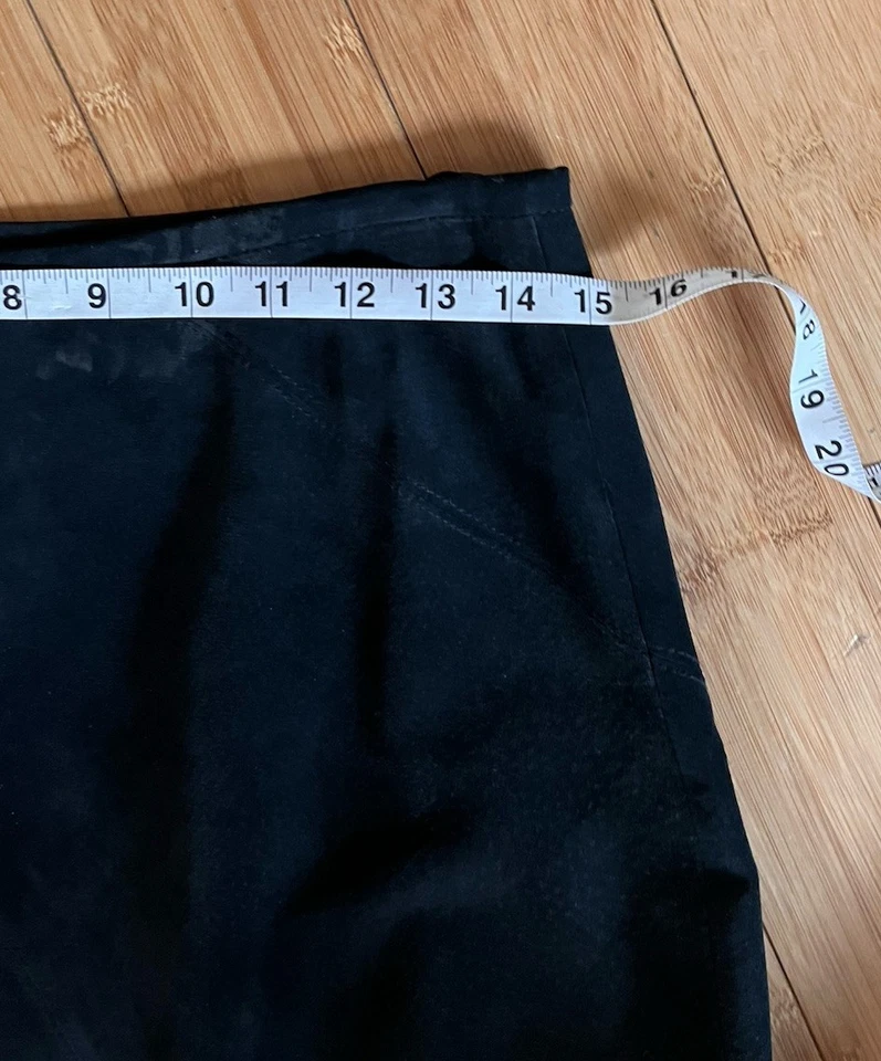 Falda Trompeta Vintage Años 90 80 Cuero Genuino Talla 4 Negra Gamuza Midi Larga Foto 3 de 4