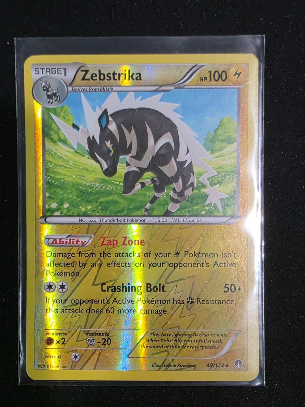 ZEBSTRIKA 49/122 Rare BREAKpoint Pokemon Reverse Holo Lightly Played