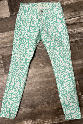 Old Navy Rock Star Pants Green White Sz 6 Cotton/spandex