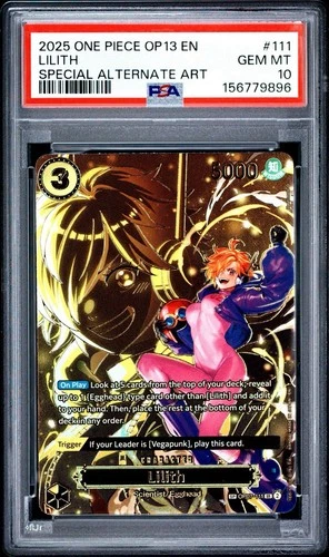 PSA 10 Lilith SP OP07-111 OP13 Carrying On His Will Special Alternate Art