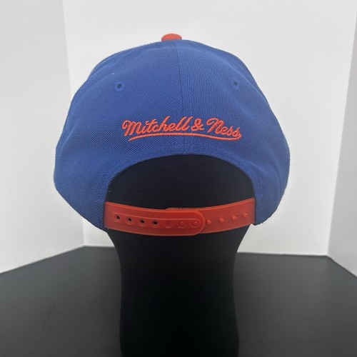 New York Knicks Hat Cap Snapback Blue Orange Mitchell & Ness Wool Blend NBA Logo - Picture 5 of 11