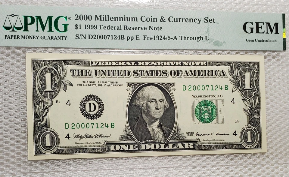 2000 Millennium Coin & Currency Set 1999 $1 FRN Cleveland, OH PMG Gem Unc - Image 3 of 4