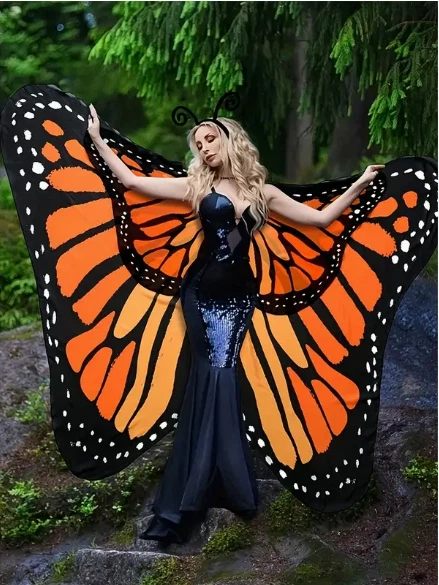 DISFRAZ ALAS MARIPOSA - Disfraz Mariposa Doble Capa con Diadema, Poliéster Foto 3 de 4