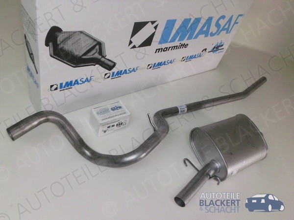 Imasaf Auspuff Set Mittelrohr + Endtopf für Renault Fuego 1.6 TS + GTS 1980-1985-image