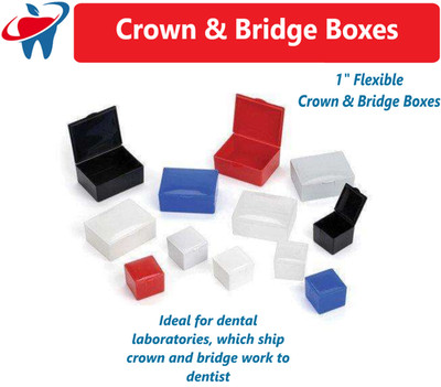 Dental Flexible Crown Box 1'' Inch,  Blue, White w/Foam, Lab Shipping Boxes 1/200
