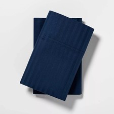 King 400 Thread Count Damask Solid Pillowcase Set Indigo - Threshold
