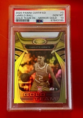 2020-21 Panini Certified Gold Team Mirror Gold /10 LaMelo Ball  #3 PSA 10 RC