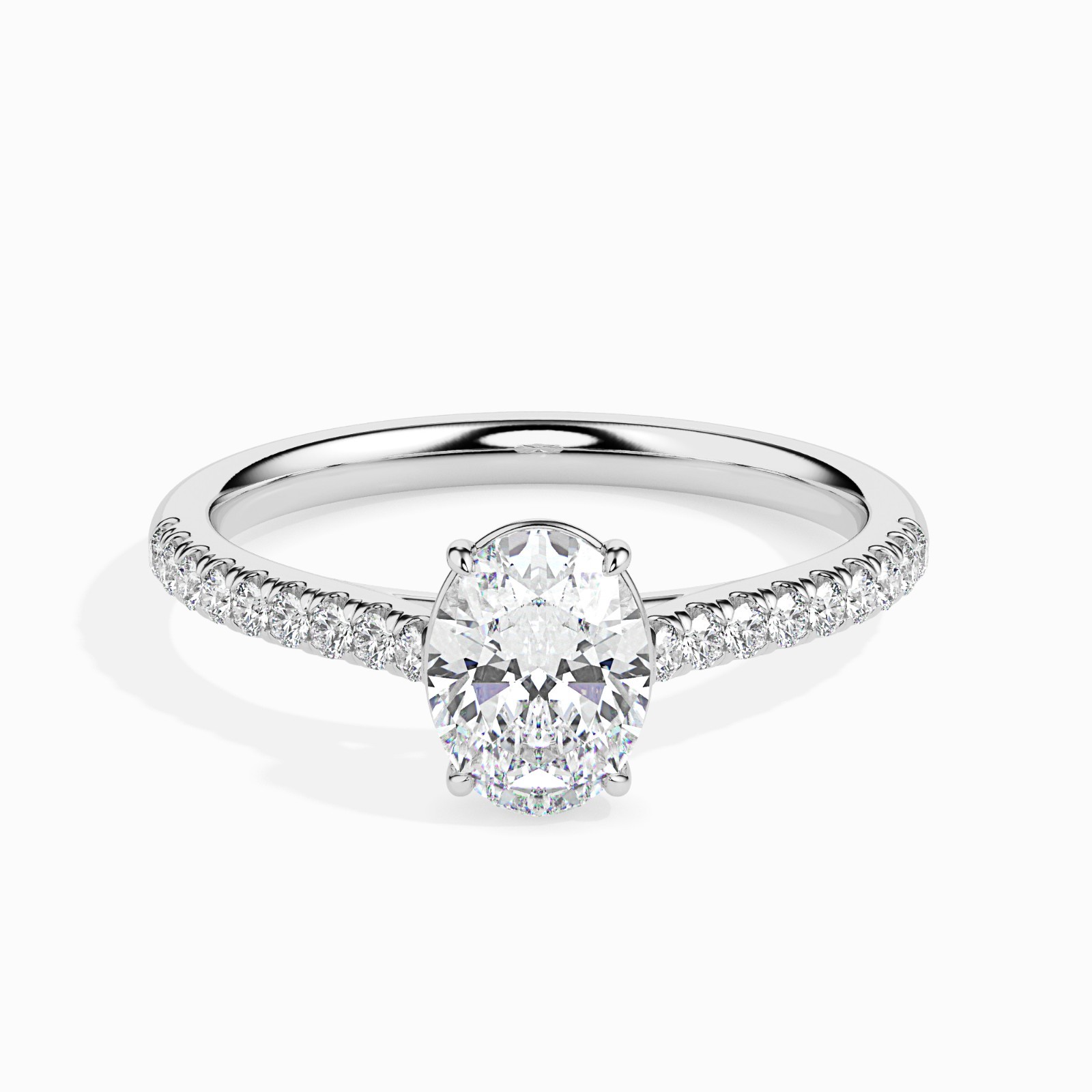 Diamond Engagement Ring 1.68 CTW Lab Grown VS1 EF Oval IGI Cert. 14K White Gold
