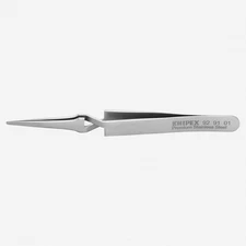 Knipex Stainless Steel Gripping Cross-Over Tweezers, Pointed Tips, 4.75"