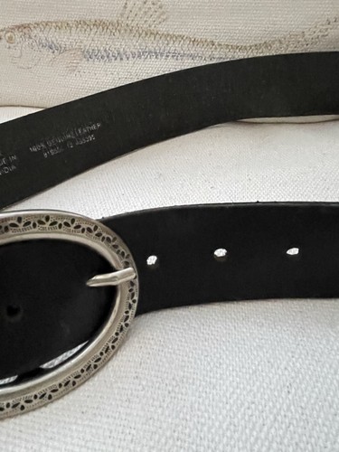 Next Black Genuine Leather Belt With Silver Buckle Size Small - Picture 4 of 7