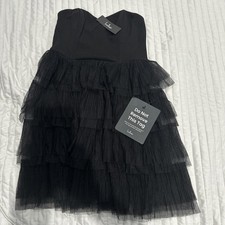Lulu's Black Ruffled Tulle Mini Dress size XS NWT