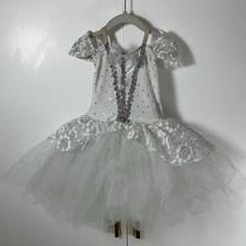 A Wish Come True Costume Dance Ballet White Tutu Silver Sequins Girls XS
