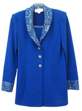 ST JOHN EVENING Royal Blue Jacket with Crystal Sequin Detailing, Size 2