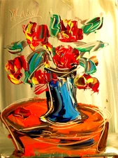 RED ROSES   Modern Abstract   Original Oil Painting BY IMPRESSIONIST KAZAV