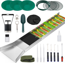 Gold Panning Kit with 50" Folding Sluice Box 27Pcs Complete Gold Mining Kit, Gol