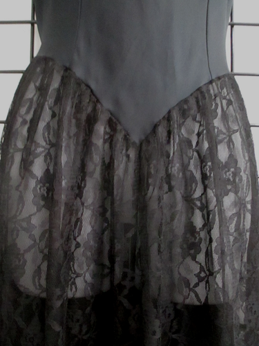 VINTAGE UNDERCOVER WEAR / USA 🌸 MEDIUM==BLACK SHEER LACE SKIRT /MAXI NIGHT GOWN - Picture 4 of 7