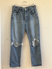 Agolde Women's Riley Distressed Jeans Size 28 Button Fly High Rise Straight Leg