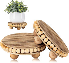 2Pcs Wood Risers for Display, round Stand for Distressed Decor