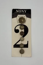 Vintage NONY New York Button Decorative Covers Gold Tone Round Set of 6 #9333