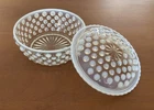 Milk Glass Hobnail Opalescent Vintage Trinket Candy Dish Bowl MCM Pressed