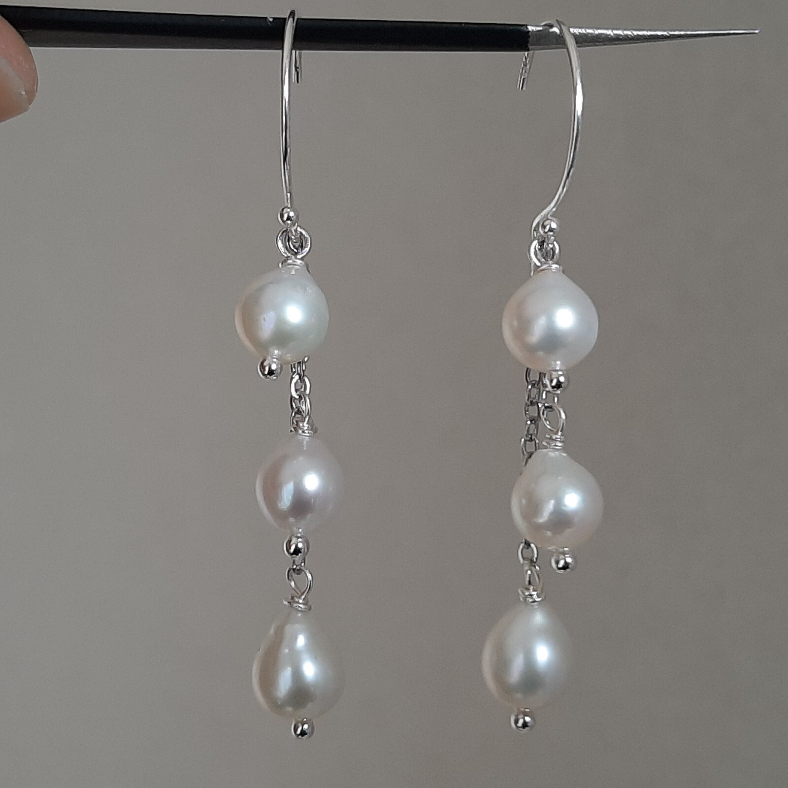 Boucles d'oreilles en argent et perles d'eau douce pour le quotidien