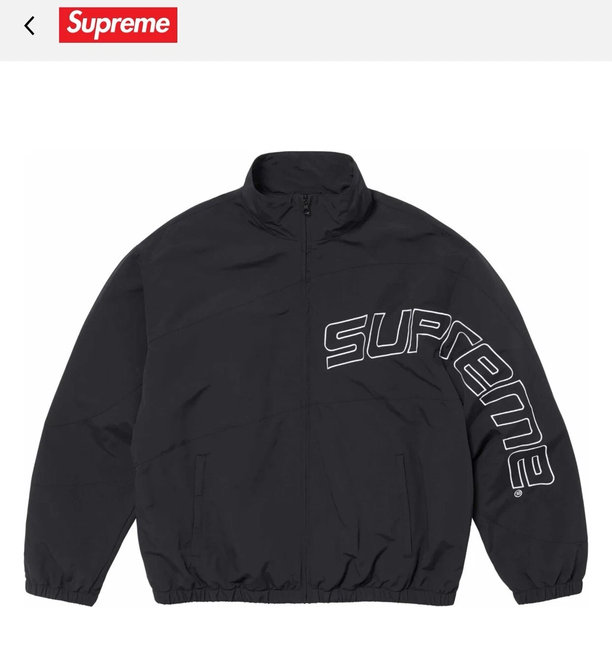 VESTE DE SURVÊTEMENT 24SS Supreme Logo COURBE BRODÉE Noir 2xl Pull Neuf