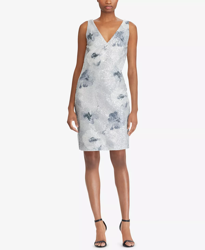 ralph lauren sequined floral cocktail dress