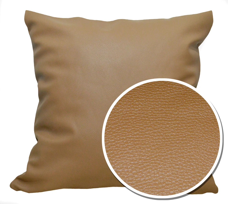 Funda de cojín para colchones gruesos suaves de cuero sintético redondo tostado/caqui pb310r personalizada Foto 3 de 4