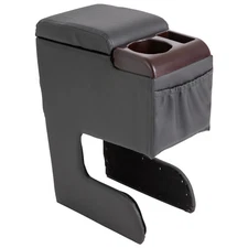 Universal Car Armrest Storage Box PU Leather Arm Rest Center Console Black