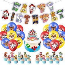Patrulla Canina Feliz Cumpleaños Banner Pastel Toppers Globos Cumpleaños Fiesta Decoración Set