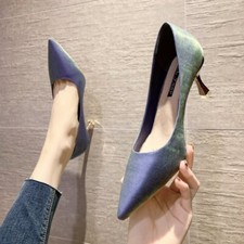 Elegant Kitten Heel Women Shoes Slip on Pointy Toe Office OL Pump Fashion Shoes