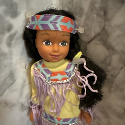 Vintage 1994 Kid Kore Native American Heartland Dancing Brook 7  Yellow Dress