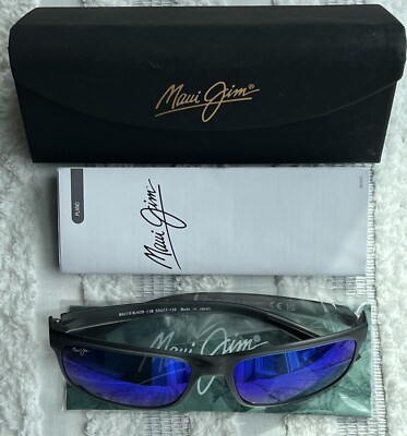 Maui Jim Pokowai Arch MP-BH Blue Hawaii Polarized Sunglasses Graphite Matte NWT Maui Jim Pokowai Arch MJ 439 11M Matte Grey + Blue Hawaii  main image 4