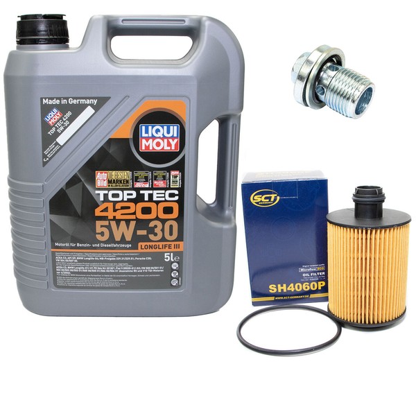 MotoröL Set 5W-30 5 Liter + ÖLfilter SH 4060 P + Schraube FüR Alfa Romeo Fiat-image
