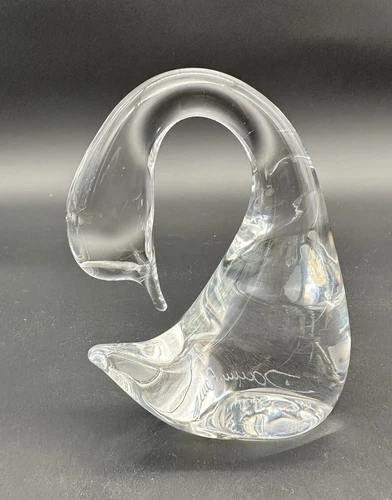 Daum France Crystal Duck Bird Loon Swan 5.5" Figurine Paperweight READ