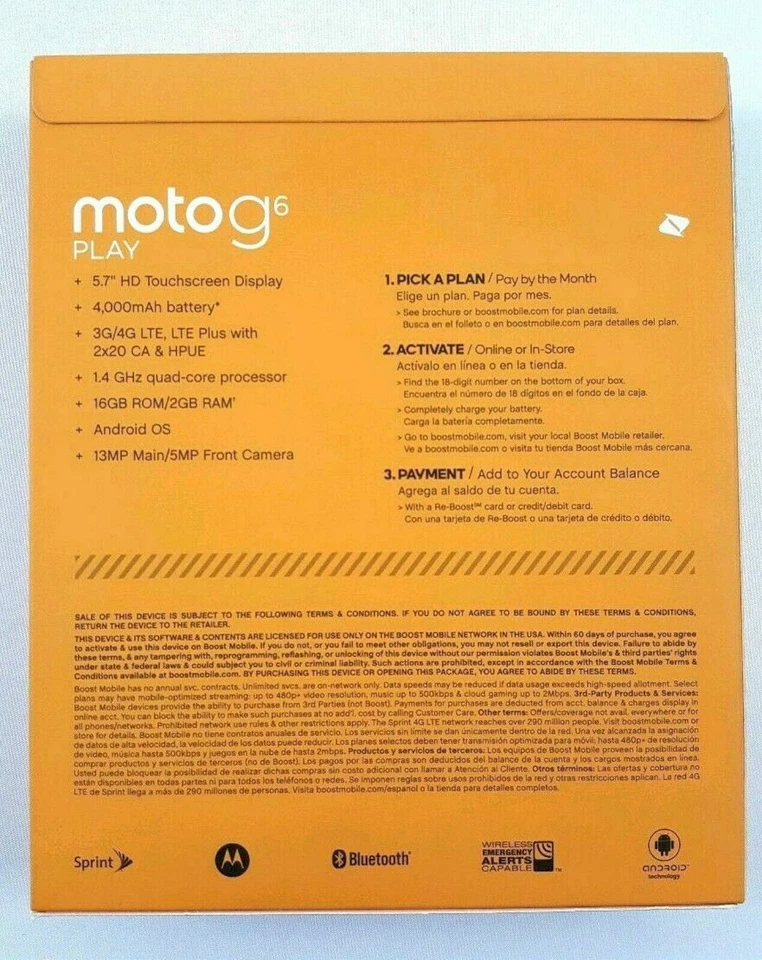 NEW Boost Mobile Unlimited Motorola Moto G6 Play 16GB Smartphone Black Android - Image 3 of 3